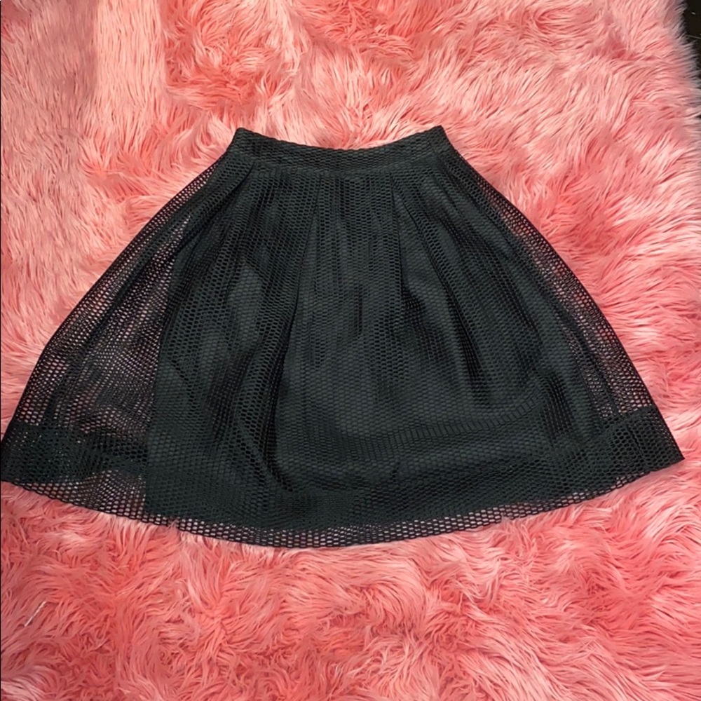 Black mesh midi skirt